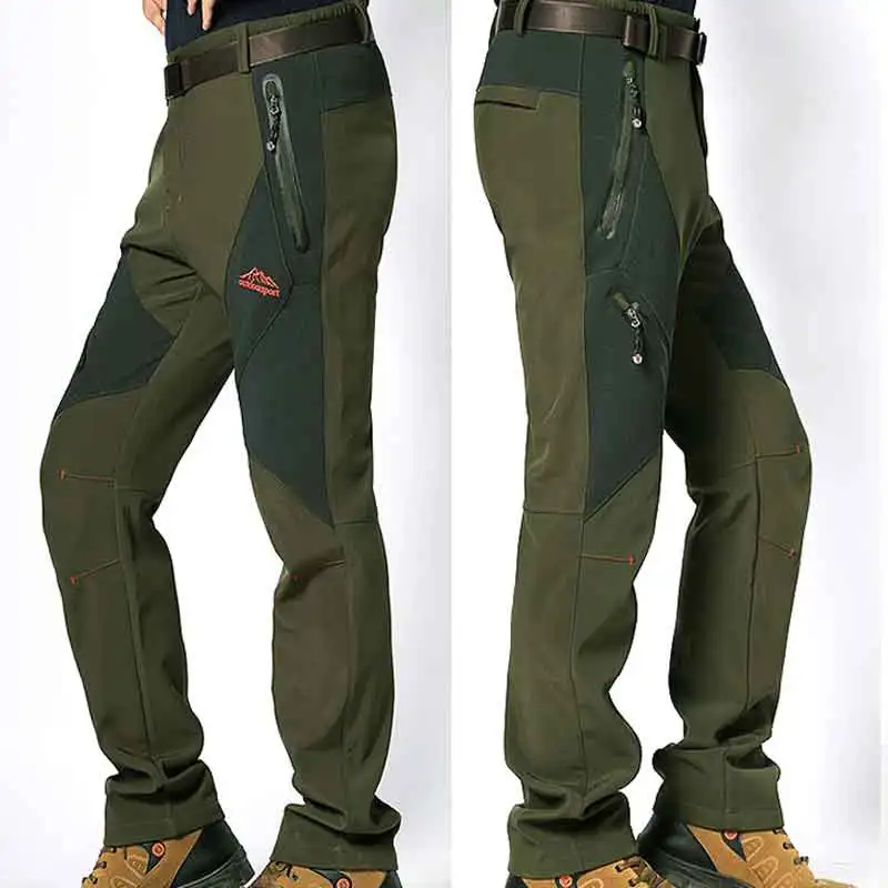 

Outdoor Men Casual Pants Fleece Softshell Camping Tourism Waterproof Trousers Climbing Hiking Plus Size L-5XL Tactical Pants