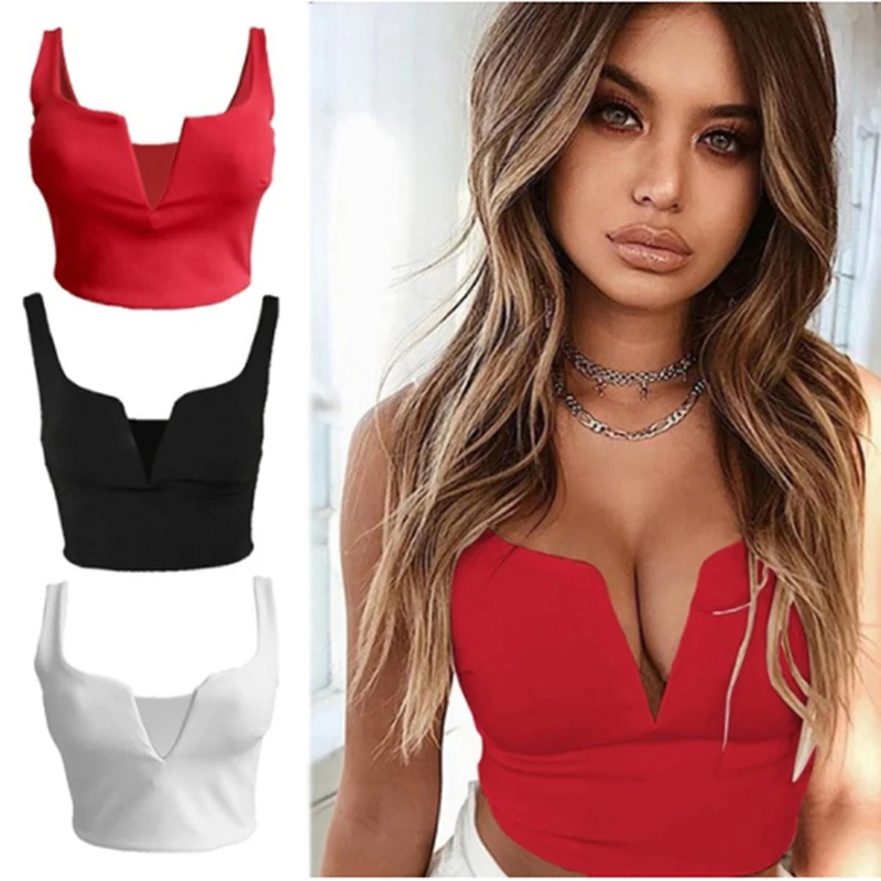 

New Tank Top Summer Sexy Slim Solid Cotton Women Sleeveless Crop Top Black White Bustier Crop Tops