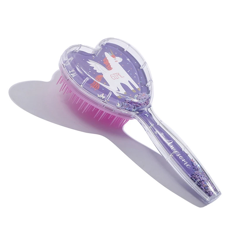 

Cartoon Unicorn Heart Shape Hair Brush Air Cushion Comb Transparent Massage Hair Comb Plastic Detangling Hair Brush For Girls