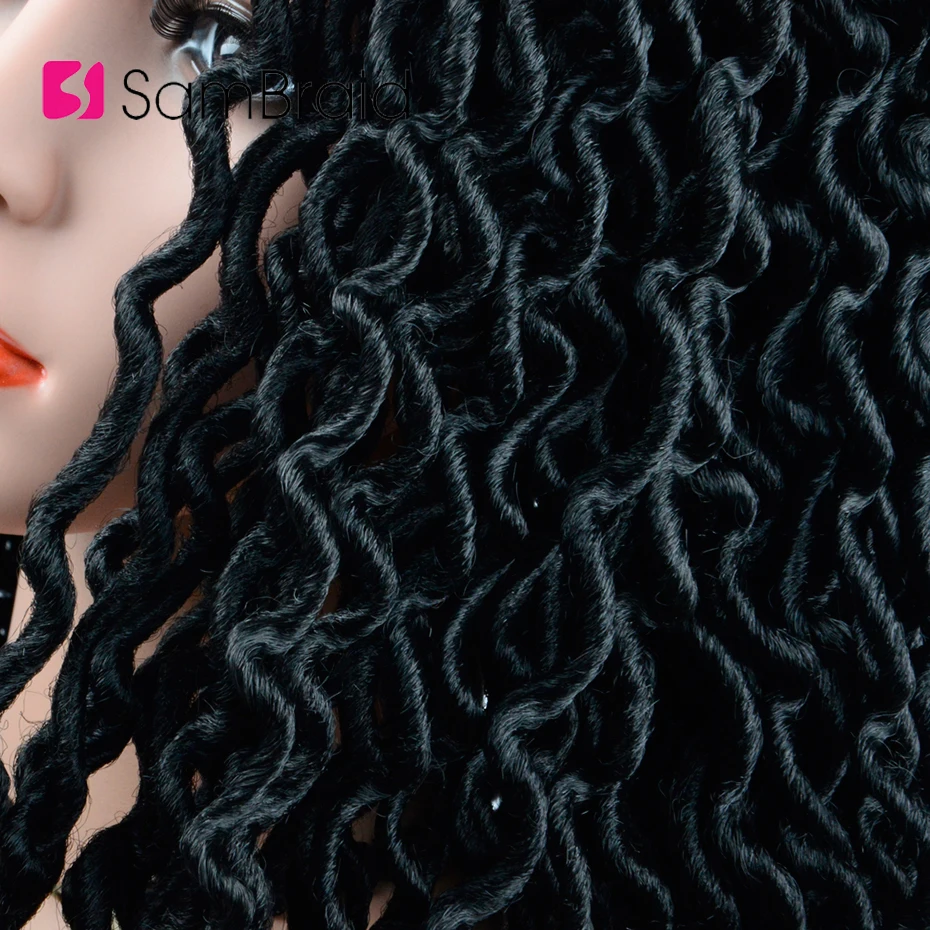 SAMBRAID 24 корня/Упаковка 18 дюймов Faux locs Curly волосы на крючках косички синтетические волосы дреды волосы для наращивания косички волосы
