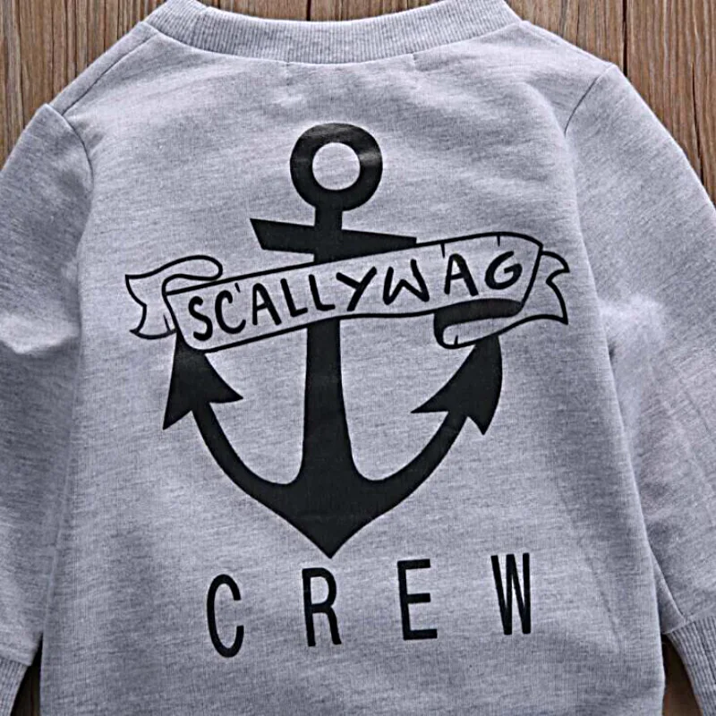 Детская одежда для маленьких мальчиков серый хлопковый свитер с длинным рукавом