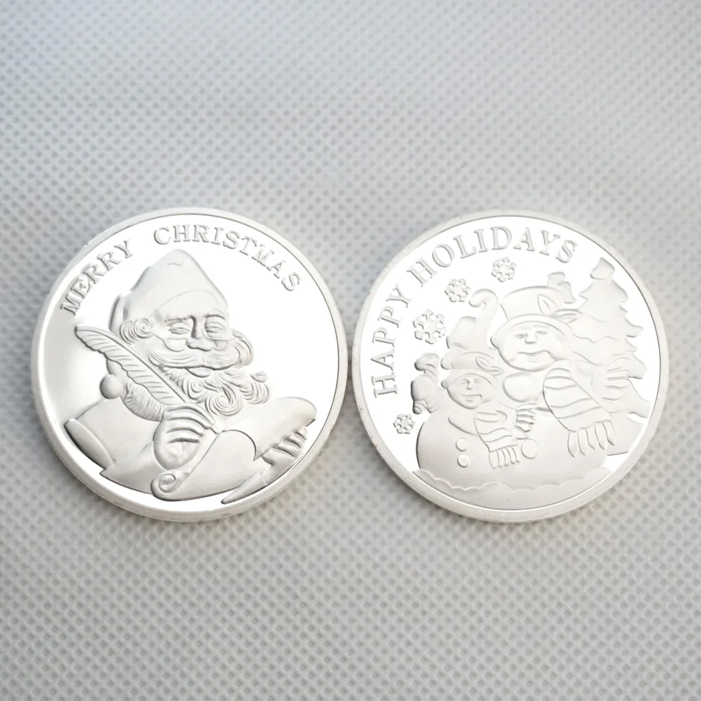 

5PCS Merry Christmas Souvenir Coin Santa Claus Pattern Collectible Creative Gift Commemorative Coin
