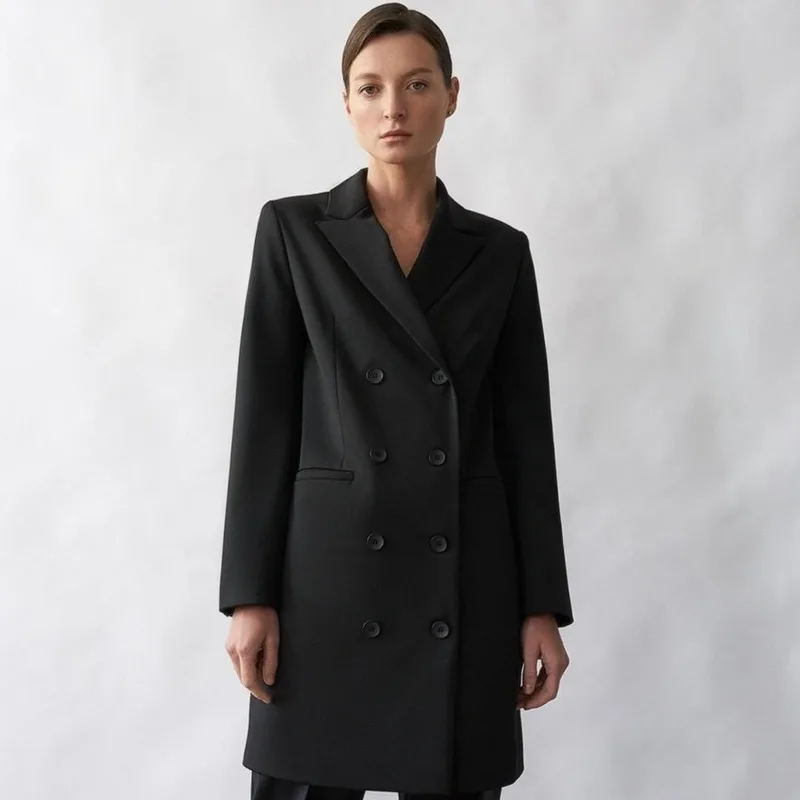 

Женский двубортный Блейзер, черный блейзер в британском стиле, Осень-зима 2021