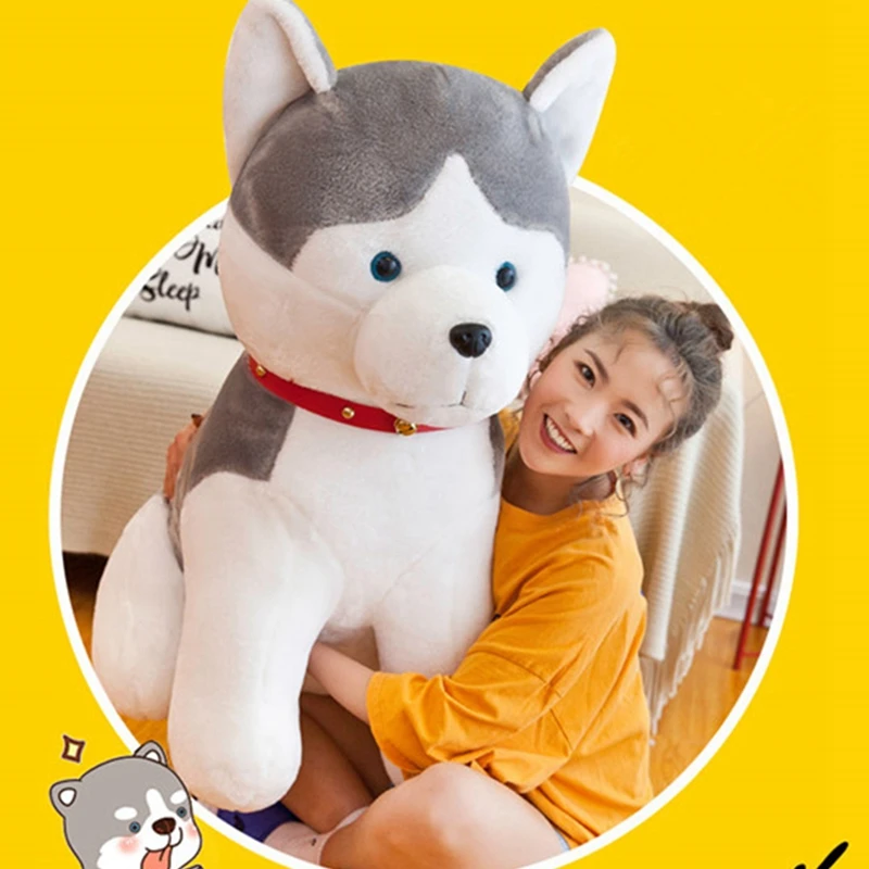 Preço Nova Pop Animal Husky Boneca De Pelúcia Gigante Bonito Dos Desenhos Animados Cão Brinquedo De Pelúcia Travesseiro Para A Menina Crianças Presente Decoração 70cm 90cm Dy50756