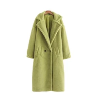 autumn winter women avocado green teddy coat stylish female thick warm cashmere jacket casual girls streetwear