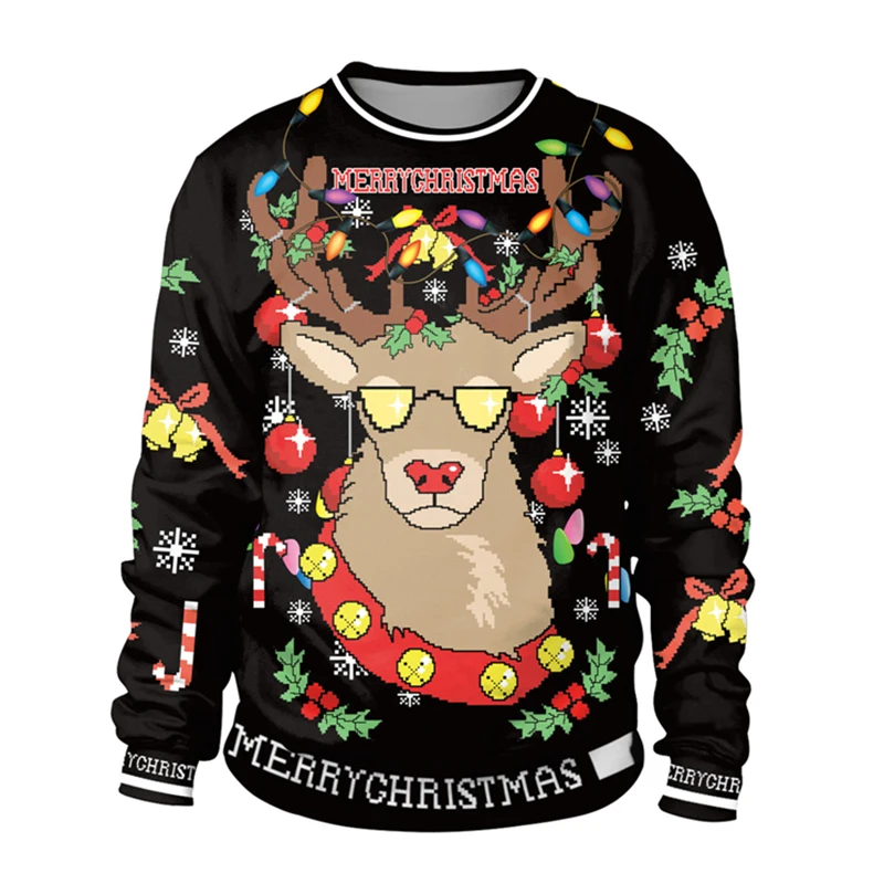 

2021 Ugly Christmas Sweater For gift Santa Elf Funny Pullover Womens Mens Jerseys and Sweaters Tops Autumn Winter Clothing