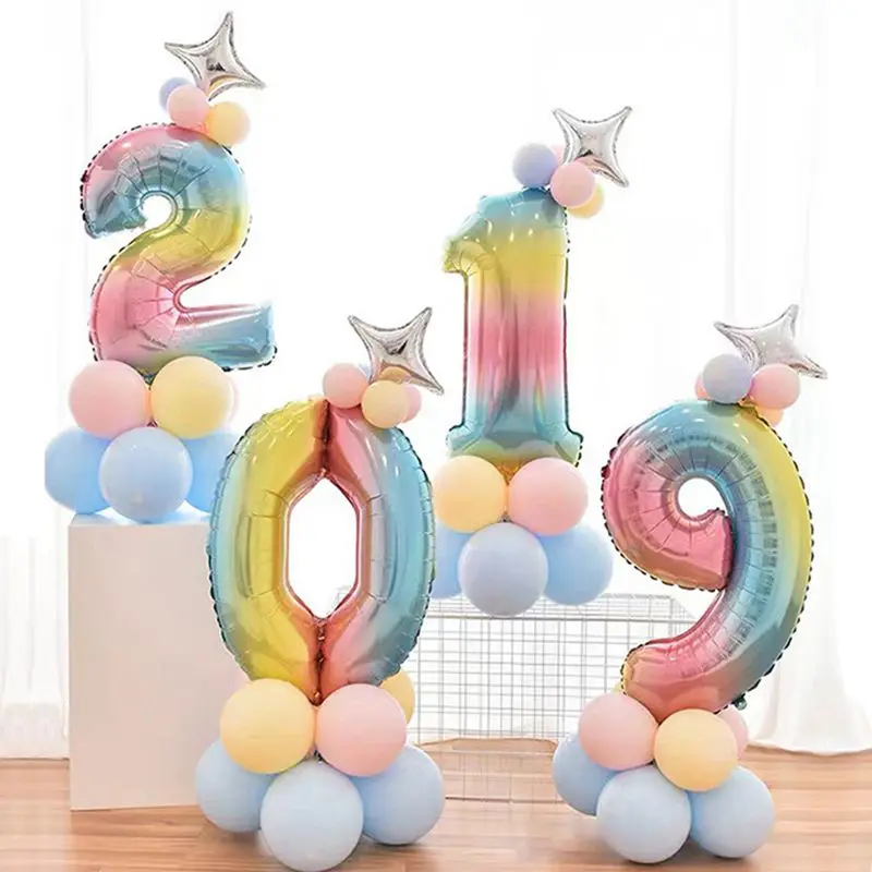 

1pc Gradients Colored Birthday Balloon Foil Number Balloons Years Adult Kids Birthday Anniversary Party Decor Supplies