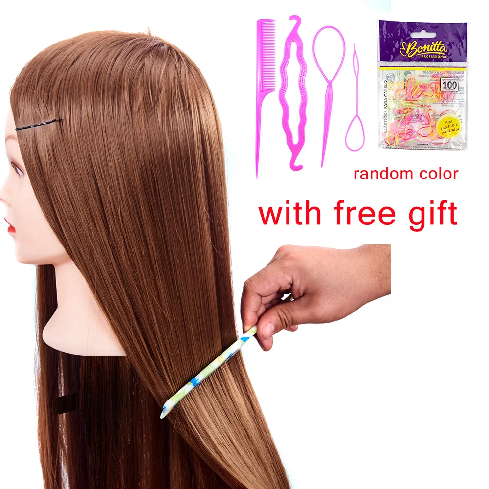 

80cm Hair Synthetic Mannequin Head Hairstyles Female Mannequin Hairdressing Styling Training Head Head Dolls For Hairdressers