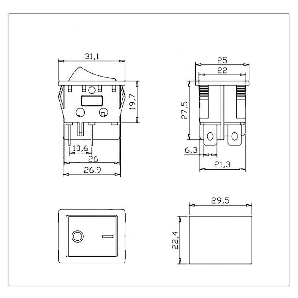 30A 250V 4 6 Pin ON-OFF кулисный переключатель для лодки контакты из стерлингового серебра KCD4 выключатель питания со светодиодным индикатором светильник 30A/250V 25*31MM