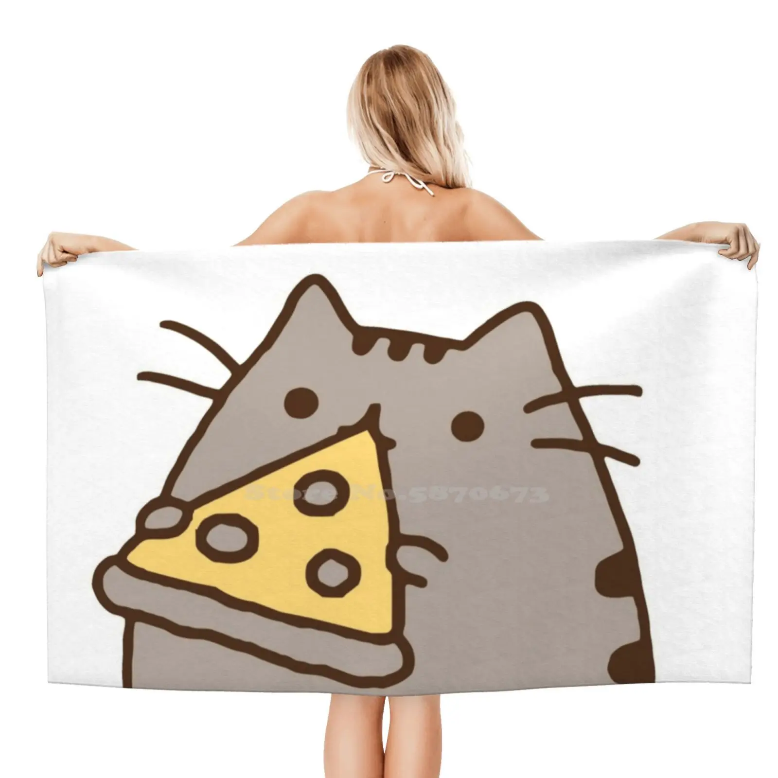 Модное мягкое банное полотенце с изображением кота пиццы милый классный мем для