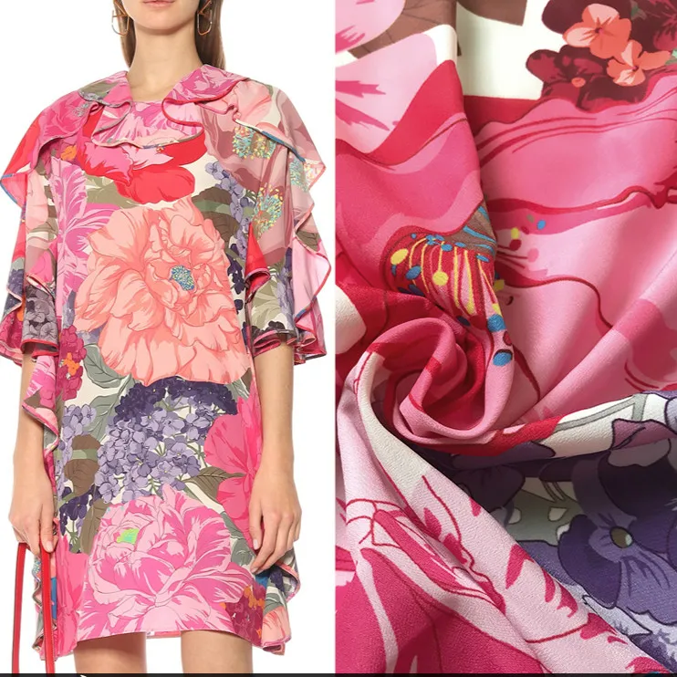 Брендовая печатная ткань из полиэстера и крепа измерительная рубашка платье