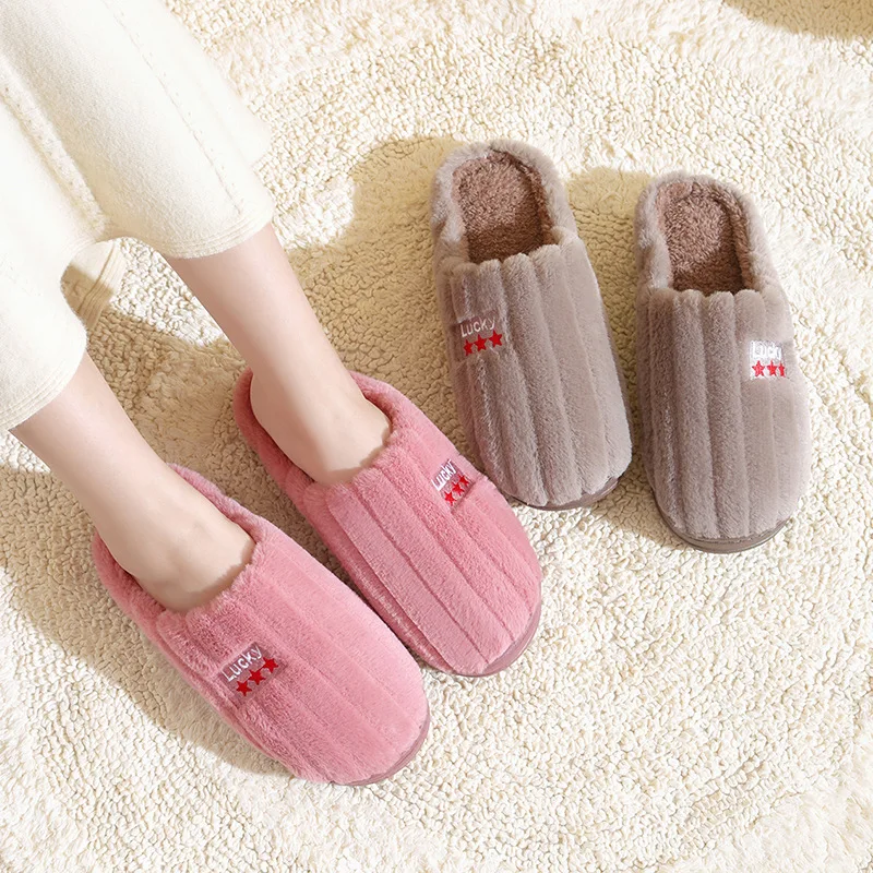 2021 New Candy Color Cotton Slippers Autumn and Winter Plush Warmth and Wear-resistant Home Indoor Cotton Slippers