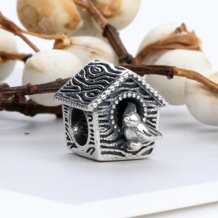 

Hot Sale Genuine 100% 925 Sterling Silver New Spring Bird House Charm Fit Original Bracelet