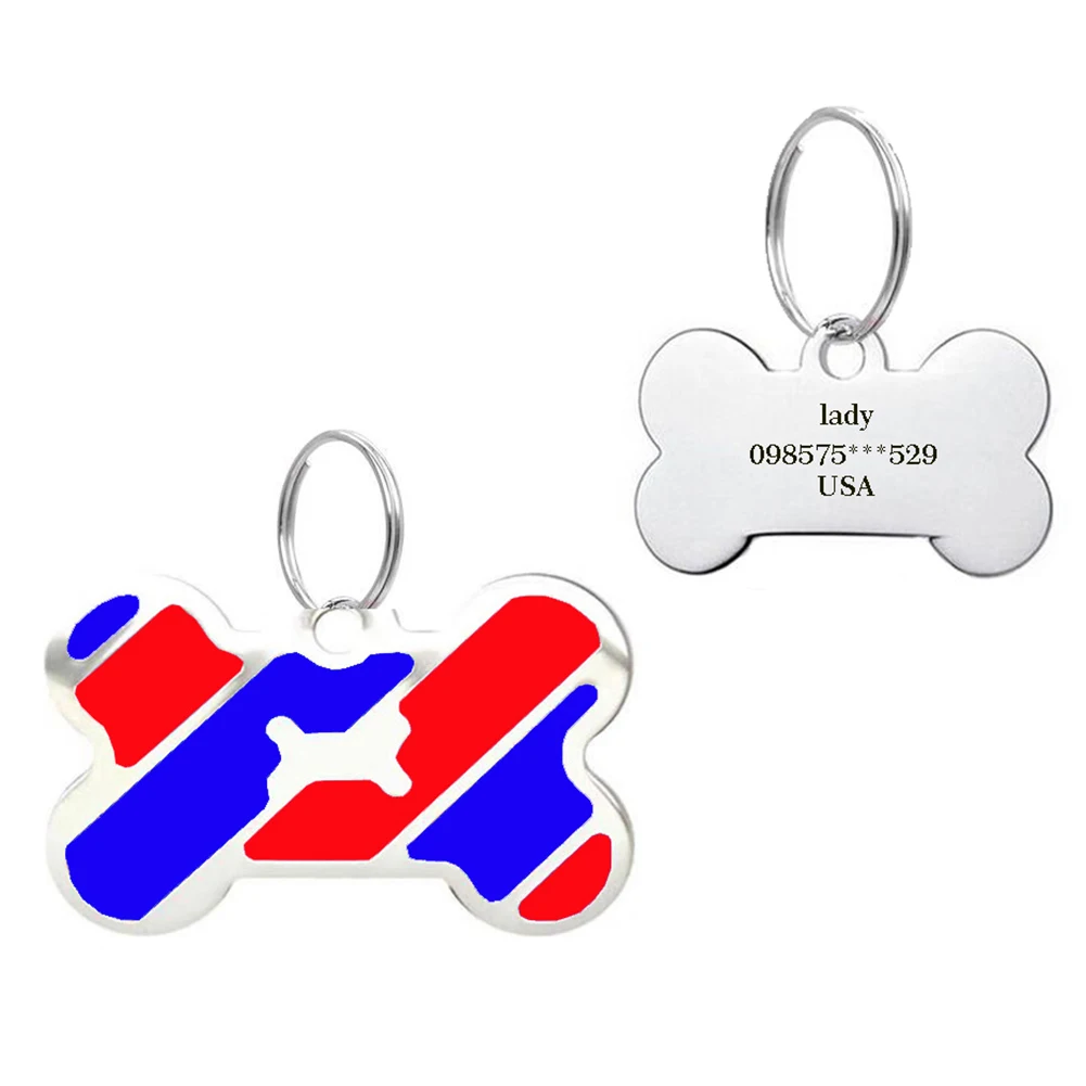 Металлический ошейник в форме кости для собак и кошек табличка с гравировкой