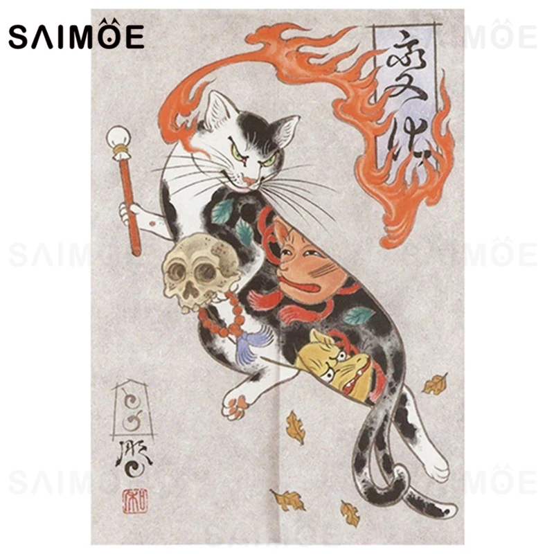 Japanese Noren Door Curtain Cat Fengshui Printed Doorway Kitchen Bedroom Entrance Decoration Costomized Hanging Curtains |