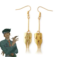jojos bizarre adventure earrings rohan kishibe gold drop earrings for lady jewelry