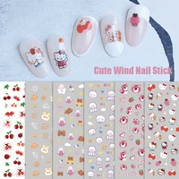kawaii bear cartoon nail sticker strawberry bear pattern cute cat nail decal ornament nail enhancement slider design