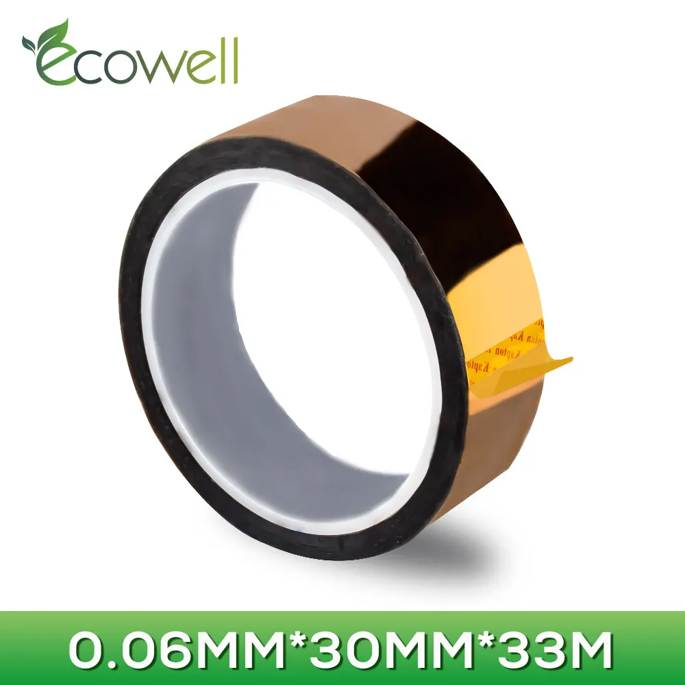 

Ecowell Width 30mm Length 33m Kapton-Type/ Polyimide Gold Adhesive Tape for Polyimide Adhesive Tape Insulation 33M30 Kapton tape