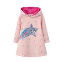 jumping meters 2021 new arrival star beading princess girls dresses cotton childrens clothes autumn kids costume toddler dress