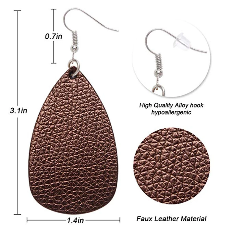 Яркая луна кожа подвеска серьги Легкий искусственная в форме листа слезы ручной