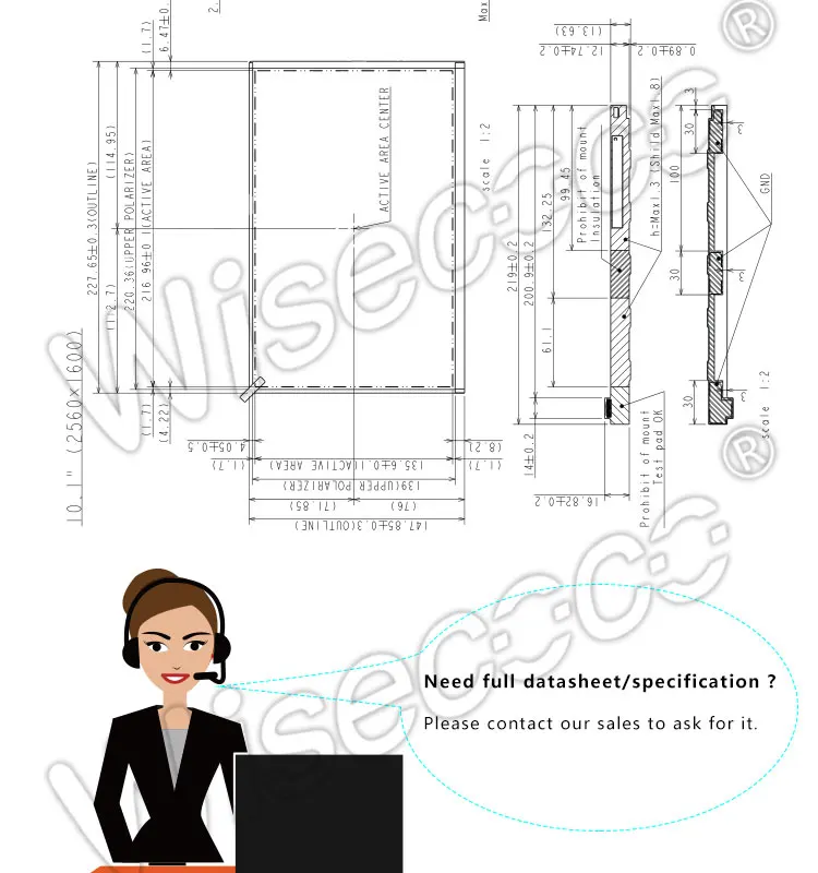 Wisecoco 10," VVX10T022N00 ips lcd экран 2560 × 1600 eDP ландшафтного типа+ igc конденсатор сенсорный датчик для Pad& Tablet