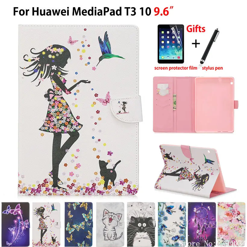 Чехол для планшета Huawei MediaPad T3 10 дюймов Женский AGS W09 9 6 дюйма Обложка модный флип