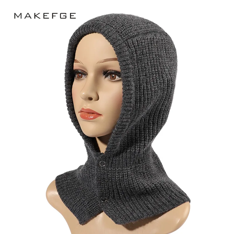 

2021 ins Super Hot Knitted Balaclava Winter Women's Hat Men's Hat Solid Color Fashion Warm Hat Scarf Balaclava For Women Unisex