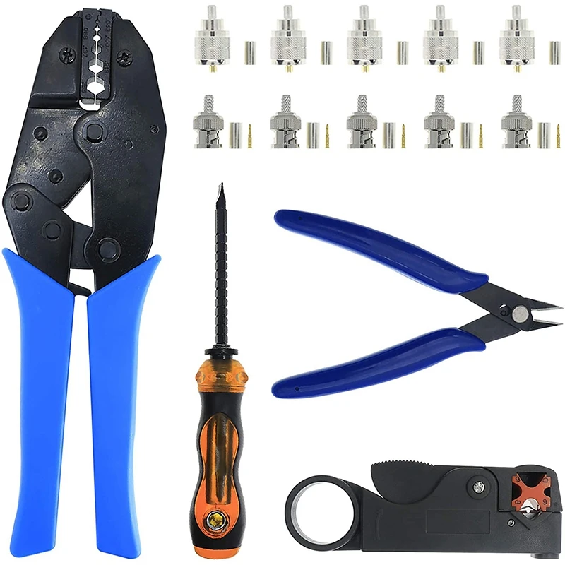 Коаксиальный обжим коаксиальный РЧ/BNC разъем обжимной инструмент набор с 1 шт.