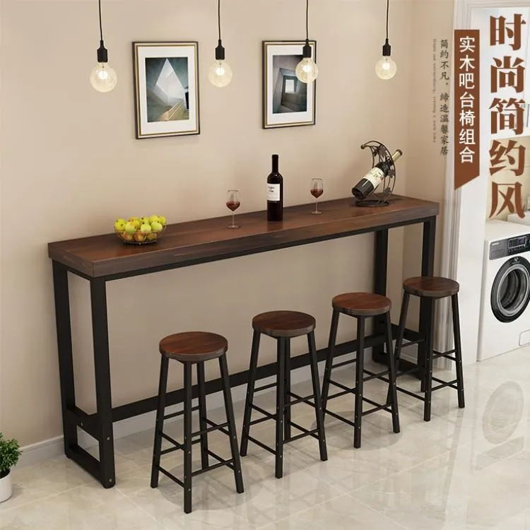 

Wrought Iron Solid Wood Home Bar Chair High Tea Shop Coffee Bar And Chair