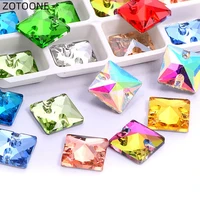 zotoone sew on square glass rhinestones for wedding dress shoes jewelry accessories flatback crystal mix colors 2 hole stone g