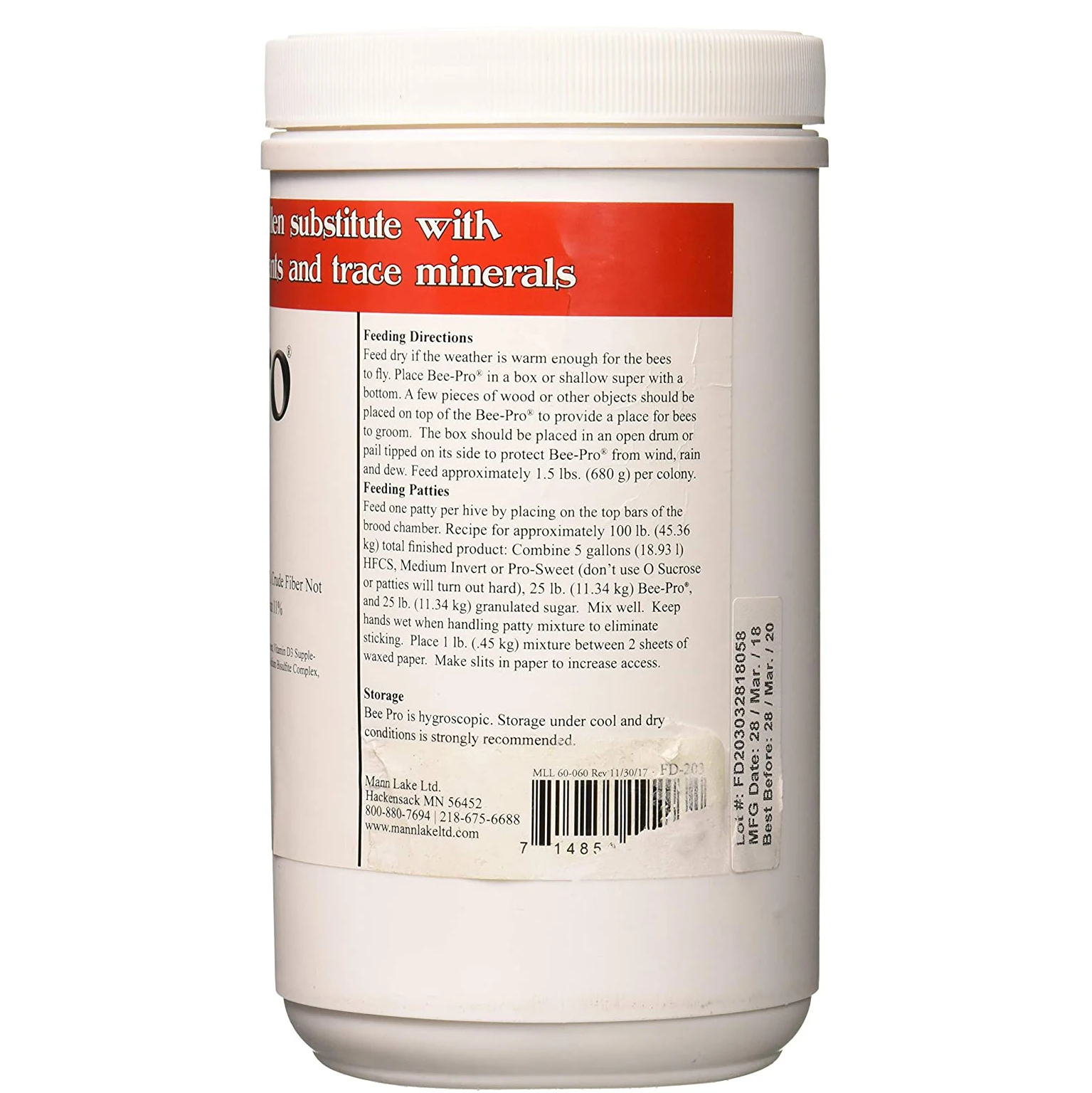 

Pollen replacement powder is suitable for bees