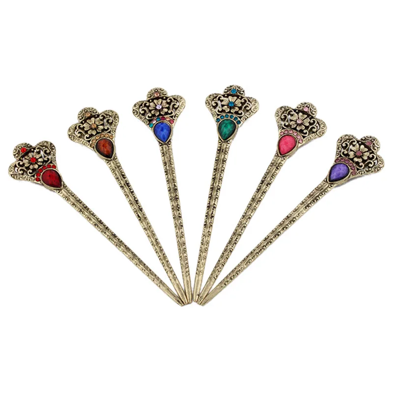 Металлическая ажурная корона цветок шпильки для волос женские хрустальные