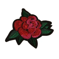 flower patch rose diy clothes stickers biker red sequins badge iron on patches for clothing strange things christmas gift