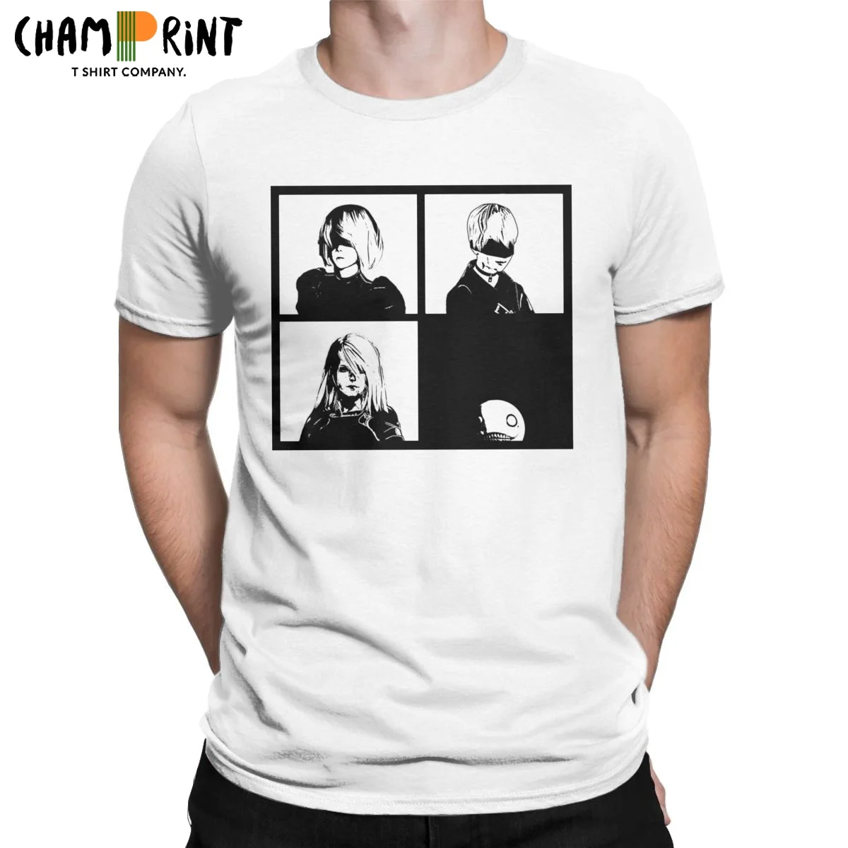 

Vintage Nier Automata War Heroes T-Shirt Men Crewneck Cotton T Shirt Kaine 2b Yorha Gestalt Game Waifu Tees Gift Idea Clothing