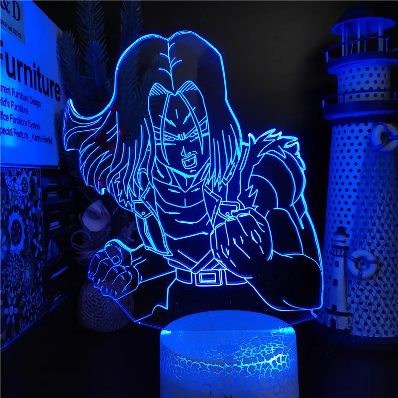 Светодиодная подсветка Драконий жемчуг супер-фигурка Android 17 3d светильник для