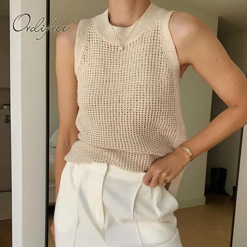 

Ordifree 2021 Summer Women Tank Tops Sexy Sleeveless Camisole Hollow Out Female Camis Vest Tops