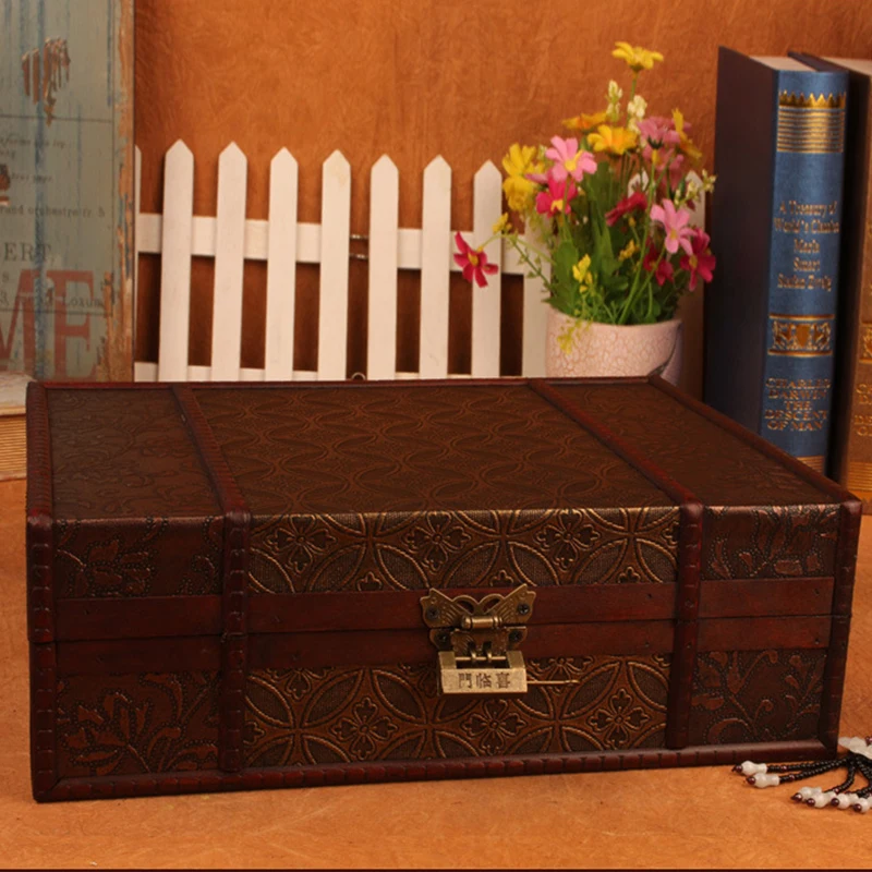 Коробка для хранения книг в европейском стиле ретро Большая деревянная коробка с