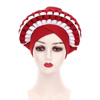double color already made auto geles african headtie female turban caps muslim headscarf bonnet ladies head wraps