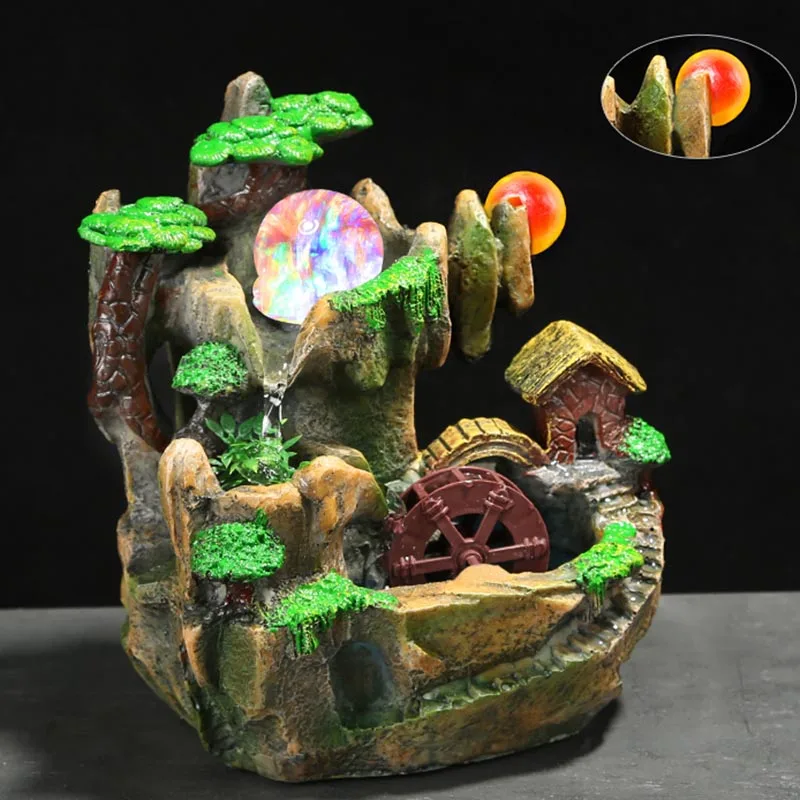 220V повезло скала фонтан воды офиса Настольные Украшения водопад крытый фонтаны