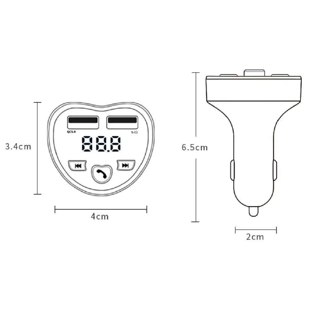Автомобильное зарядное устройство USB QC-3 0 2 USB-порта в форме сердца |