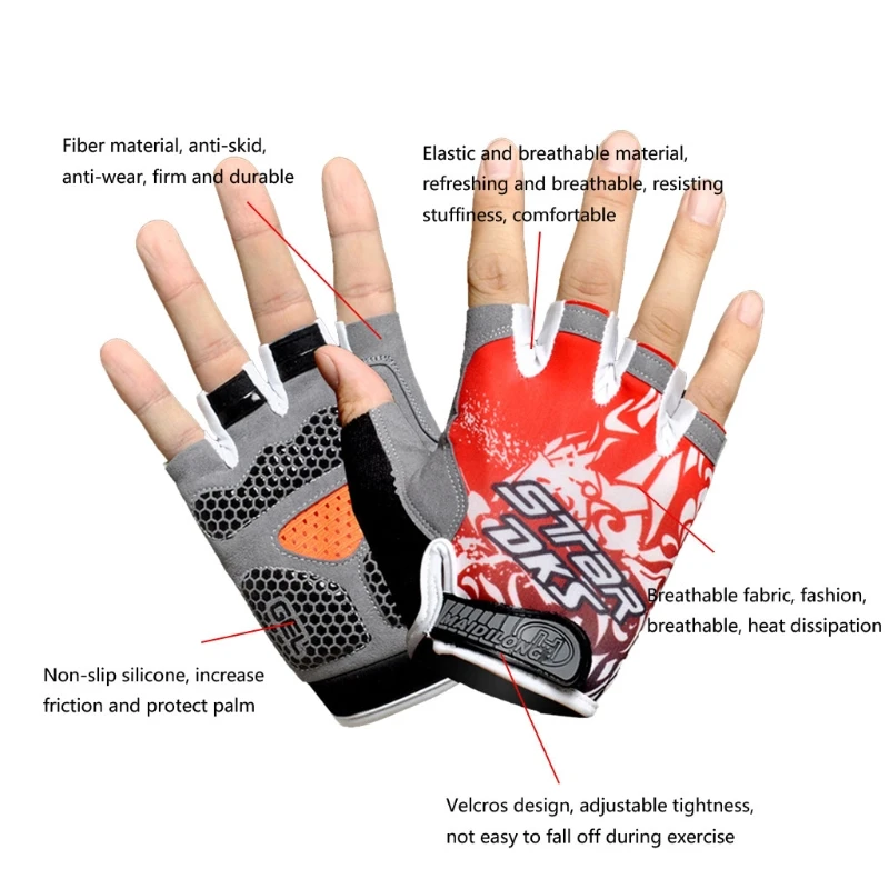 

Silicone MTB Road Riding Gloves Anti-slip Anti-sweat Half Finger Camping Hiking Gloves Gym Fitness Gloves Sports Bike Bicycle