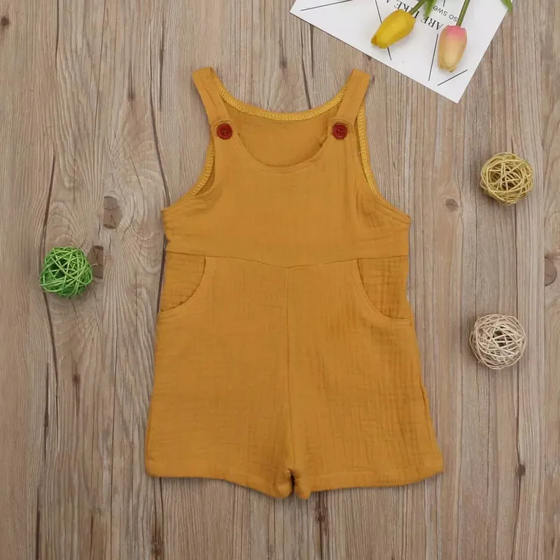 Однотонный хлопковый комбинезон для новорожденных мальчиков и девочек без