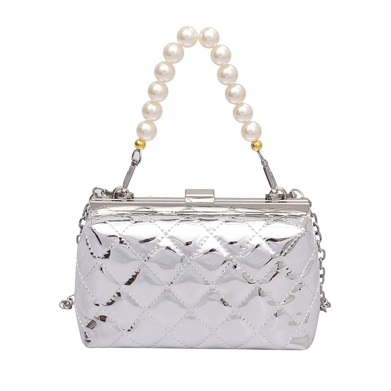 

2021 New Arrival Glossy Women Pearl Decoration Handle Bags High Quality Pu Leather Tote Handbags Ladies Shoulder Crossbody Bags