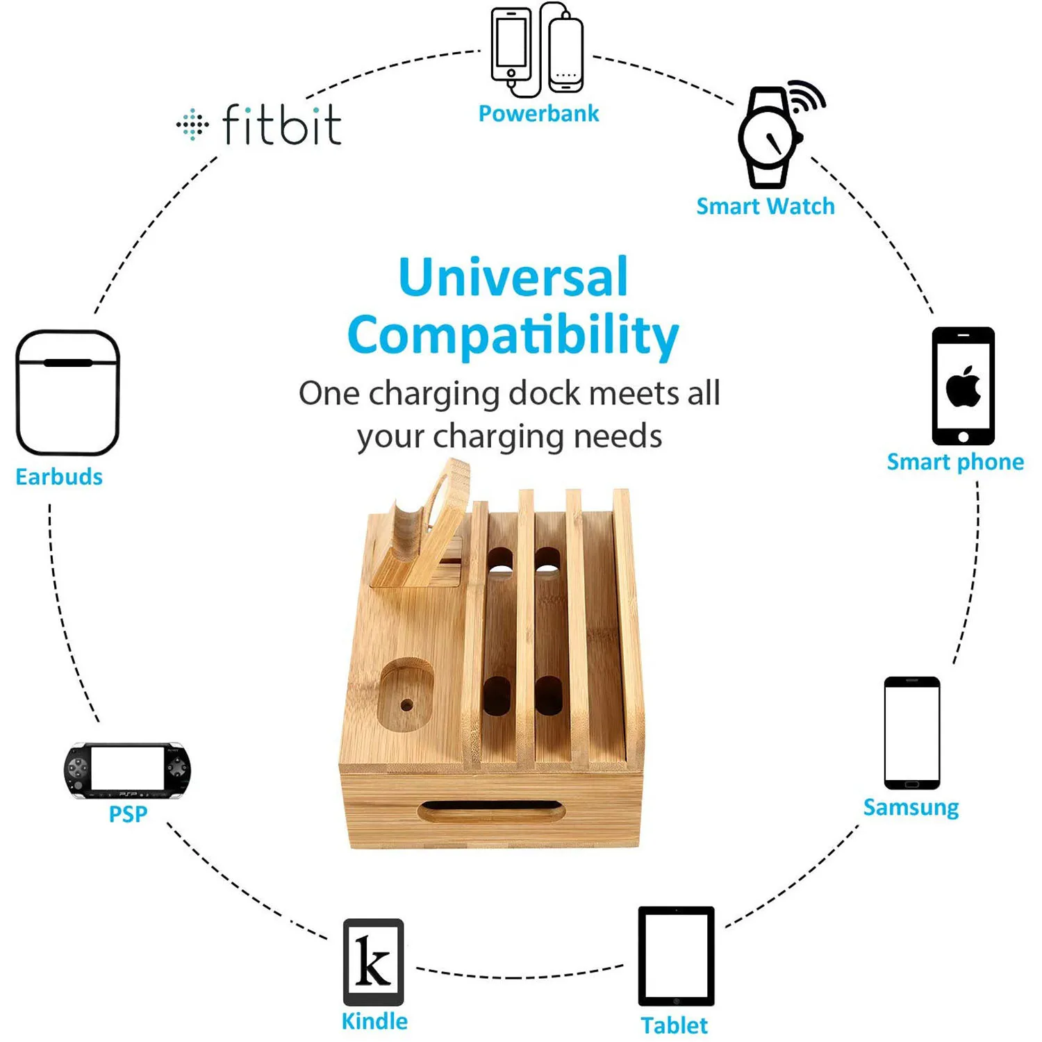Деревянный держатель для зарядки из натурального бамбука Настольная коробка