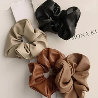 fashion leather scrunchies solid red rubber bands for women girls korean elastic hair bands ponytail hold hair accessories