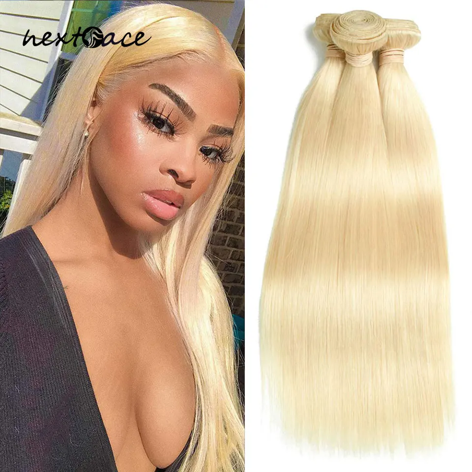 

Brazilian Human Virgin Color 613 Blonde Straight Hair Extensions Weave 1 3 4 pieces Bundles
