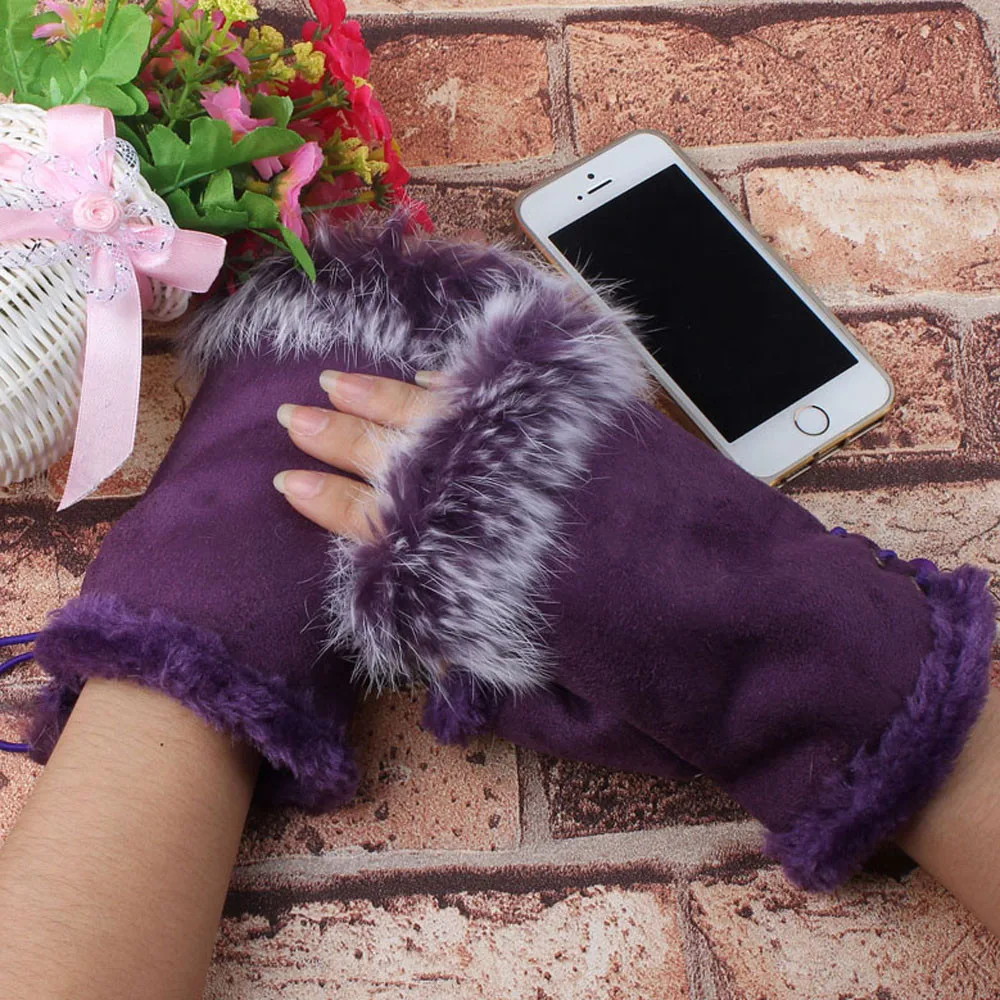 2020 осень зима новые женские зимние перчатки с искусственным кроличьим мехом без