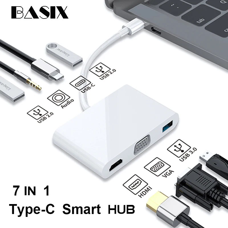 USB Type C концентратор с HDMI совместимым VGA PD зарядным sd кардридером для Macbook Pro HUAWEI