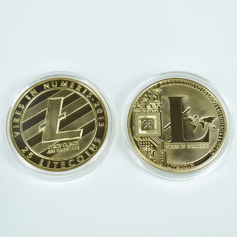 Размер 40 мм/3 мм позолоченная монета Litecoin из металла для подарка и
