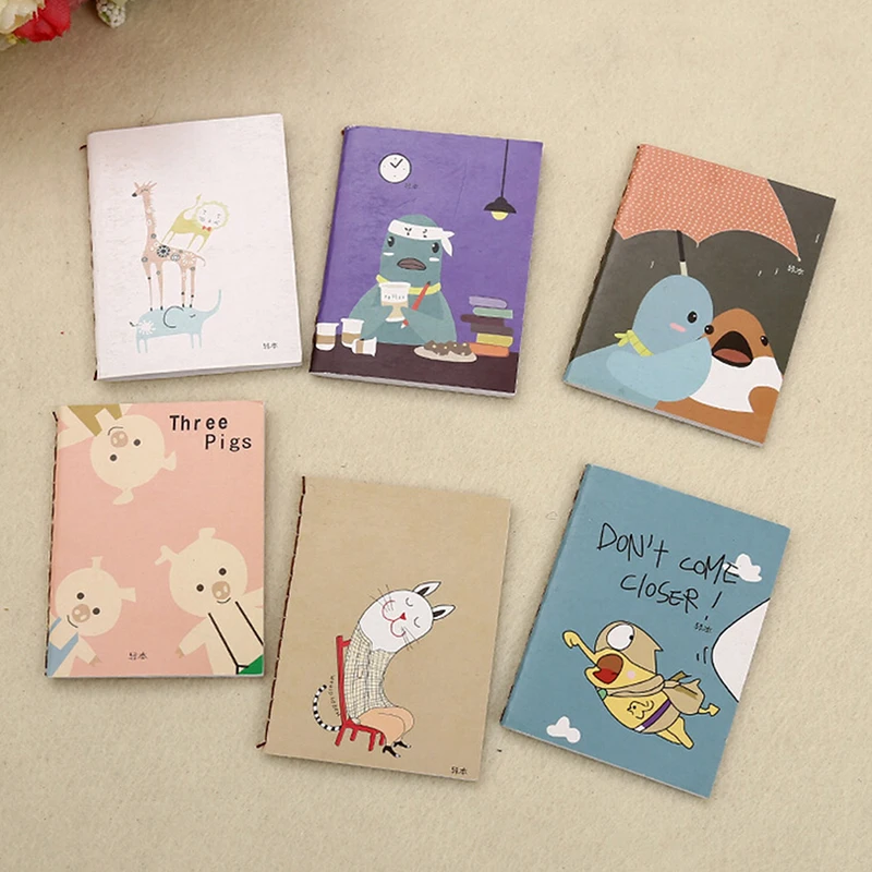 

Retro Portable Cute Cartoon Kraft Paper Notepad Memo Diary Notebook Planners Office School Supplies